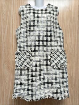 [2hand] Đầm dạ tweed lông mềm sát nách kéo khoá sau 2 túi có lớp lót size L XL 4