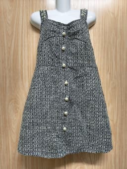 [2hand] Đầm dạ tweed 2 dây đính ngọc kéo khoá sau size L XL 3