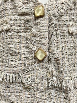 [2hand] Đầm dạ tweed 2 dây mảnh kiểu cúp ngực cúc to có lớp lót tua rua size M L nhỏ 3