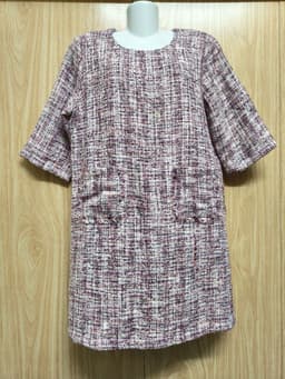 [2hand] Đầm dạ tweed mềm tím hồng 2 túi có lớp lót kéo khoá sau size M L nhỏ 4