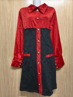 [2hand] Đầm dạ tweed đen phối sơ mi lụa đỏ kéo khoá sau size XL 3