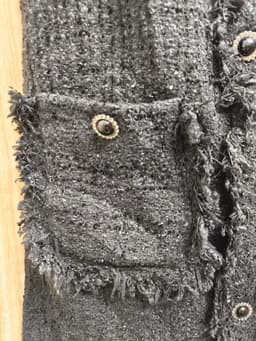 [2hand] Đầm dạ tweed mềm dày 2 dây đen tua rua 2 túi cúc đen có lớp lót size XS S 4