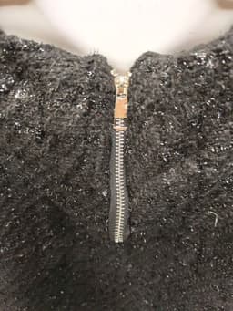 [2hand] Đầm dạ tweed sát nách đen dệt kim tuyến bling khoá kéo sau màu bạc size L XL 5