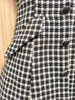[2hand] Đầm dạ tweed 2 dây da cúc đồng nhám có lớp lót khoá kéo sau size XS S 3