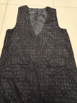 [2hand] Đầm dạ tweed sát nách cổ V rộng dệt kim tuyến bling size M L 5