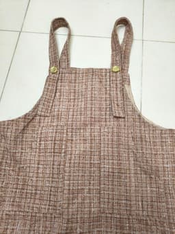 [2hand] Váy yếm dạ tweed nâu cúc vàng 2 túi có lớp lót size S M 3