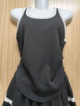 [2hand] Set bộ thun len đen áo 3 lỗ nhún eo + chân váy xoè chun eo dây rút có quần size S M 4