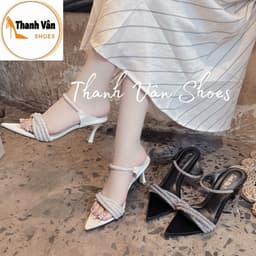 (G0356) Cao gót mũi nhọn dây quai xoàng 3 màu cao 5 phân_Thanh Vân Shoes_ Cao gót/ dép thời trang 3