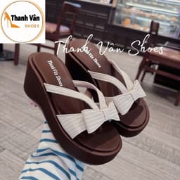 (D0492)Dép xuồng quai nơ cao 7 phân Thanh Vân Shoes _Dép nữ/dép xuồng nữ 5
