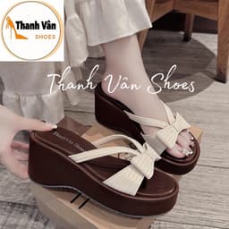(D0492)Dép xuồng quai nơ cao 7 phân Thanh Vân Shoes _Dép nữ/dép xuồng nữ 1