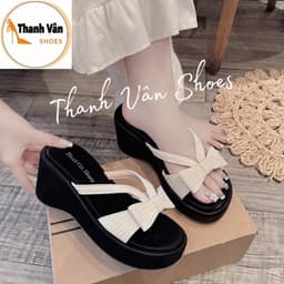 (D0492)Dép xuồng quai nơ cao 7 phân Thanh Vân Shoes _Dép nữ/dép xuồng nữ 6