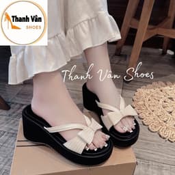 (D0492)Dép xuồng quai nơ cao 7 phân Thanh Vân Shoes _Dép nữ/dép xuồng nữ 2