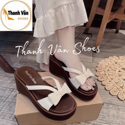 (D0492)Dép xuồng quai nơ cao 7 phân Thanh Vân Shoes _Dép nữ/dép xuồng nữ 8