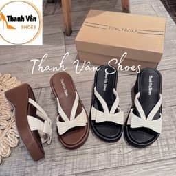 (D0492)Dép xuồng quai nơ cao 7 phân Thanh Vân Shoes _Dép nữ/dép xuồng nữ 9