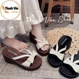 (D0492)Dép xuồng quai nơ cao 7 phân Thanh Vân Shoes _Dép nữ/dép xuồng nữ 3