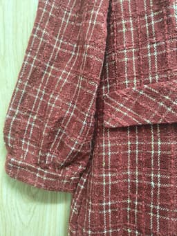 [2hand] Đầm dạ tweed mỏng đỏ đô cổ bẻ dáng chữ A kéo khoá sau freesize đến L 3