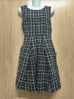 [2hand] Đầm dạ tweed sát nách lưng phối dạ ép đen kéo khoá sườn có lớp lót size S 3