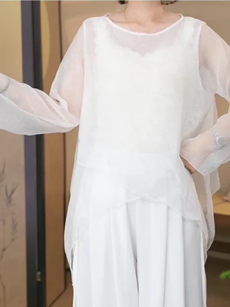 (Hàng sẵn) Áo tập múa cổ trang Áo múa truyền thống (ko kèm áo lót trong)