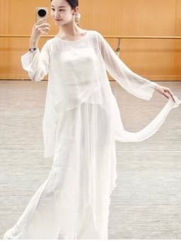 (Hàng sẵn) Áo tập múa cổ trang Áo múa truyền thống (ko kèm áo lót trong) 2