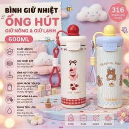 Bình Nước Nhựa Đi Học Có Ống Hút Chống Sặc Hoạt Hình Đáng Yêu Cao Cấp 4