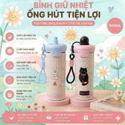 Bình Nước Nhựa Đi Học Có Ống Hút Chống Sặc Hoạt Hình Đáng Yêu Cao Cấp 9