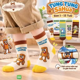 Tất Trẻ Em Tung Tung Tung Sahua Chất Cotton Mềm Mại  set 10 đôi Hoạ Tiết Đáng Yêu Siêu Hot 1-12 tuổi 1
