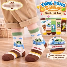 Tất Trẻ Em Tung Tung Tung Sahua Chất Cotton Mềm Mại  set 10 đôi Hoạ Tiết Đáng Yêu Siêu Hot 1-12 tuổi 4