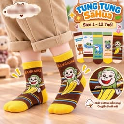 Tất Trẻ Em Tung Tung Tung Sahua Chất Cotton Mềm Mại  set 10 đôi Hoạ Tiết Đáng Yêu Siêu Hot 1-12 tuổi 2
