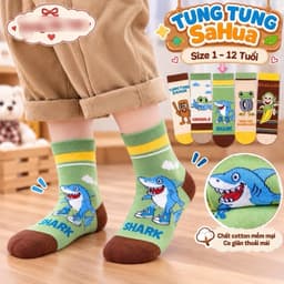 Tất Trẻ Em Tung Tung Tung Sahua Chất Cotton Mềm Mại  set 10 đôi Hoạ Tiết Đáng Yêu Siêu Hot 1-12 tuổi 3