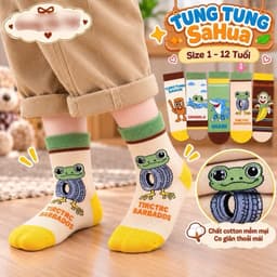 Tất Trẻ Em Tung Tung Tung Sahua Chất Cotton Mềm Mại  set 10 đôi Hoạ Tiết Đáng Yêu Siêu Hot 1-12 tuổi 5