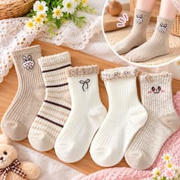 (1-10 tuổi) set 10 đôi Tất Trẻ Em Cổ Bèo Chất Cotton LaBubu Đáng Yêu mix Đồ Cho bé Cực Xinh 5