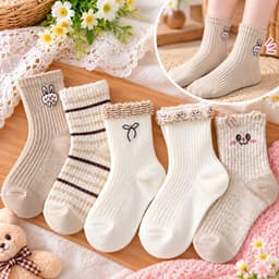 (1-10 tuổi) set 10 đôi Tất Trẻ Em Cổ Bèo Chất Cotton LaBubu Đáng Yêu mix Đồ Cho bé Cực Xinh 4