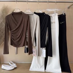 Áo kiểu nữ cổ choker màu đen tay dài dáng ôm phong cách thanh lịch 5