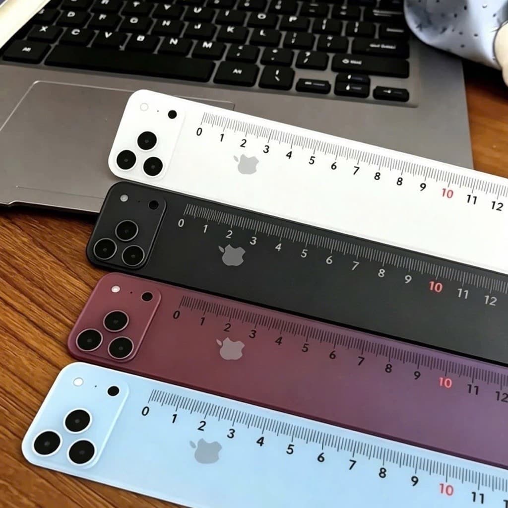 Thước thẳng 20cm họa tiết lưng iPhone logo Apple, thước nhựa dùng cho học tập và làm việc