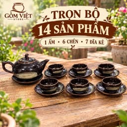 Bộ Ấm Trà Men Hoả Biến Bát Tràng Cao Cấp – Men Độc Đáo, Sang Trọng 2