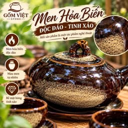 Bộ Ấm Trà Men Hoả Biến Bát Tràng Cao Cấp – Men Độc Đáo, Sang Trọng 3