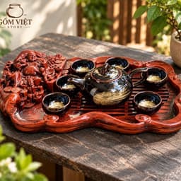 Bộ Ấm Trà Men Hoả Biến Bát Tràng Cao Cấp – Men Độc Đáo, Sang Trọng 8