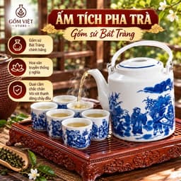 Giỏ ủ Ấm Tích Phúc Lộc Thọ ,Ấm Tích, Cốc Chén Hàng Bát Tràng Dùng Ủ Nhiệt Pha Trà, Hãm Chè 1,5Lít 4