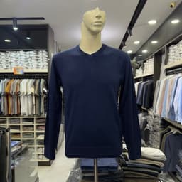 Áo len nam Owen màu xanh tím than cổ tim relax fit ALC266527 6