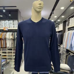 Áo len nam Owen màu xanh tím than cổ tim relax fit ALC266527 1