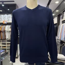 Áo len nam Owen màu xanh tím than cổ tim relax fit ALC266527 4