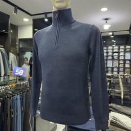 Áo len nam Owen màu xanh cổ lọ kéo khóa regular fit ALP266517D 5