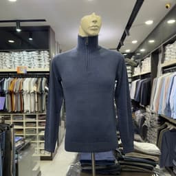 Áo len nam Owen màu xanh cổ lọ kéo khóa regular fit ALP266517D 6