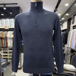 Áo len nam Owen màu xanh cổ lọ kéo khóa regular fit ALP266517D 4