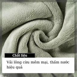 "Khăn Quấn Tóc Dài 2 Mặt Siêu Thấm Nhanh - Mũ Ủ Tóc 2 Lớp Lông Cừu Mềm Mại, Khô Tóc Nhanh" 4
