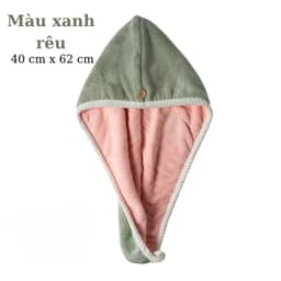 "Khăn Quấn Tóc Dài 2 Mặt Siêu Thấm Nhanh - Mũ Ủ Tóc 2 Lớp Lông Cừu Mềm Mại, Khô Tóc Nhanh" 3