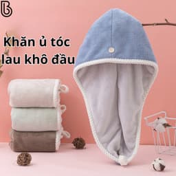 "Khăn Quấn Tóc Dài 2 Mặt Siêu Thấm Nhanh - Mũ Ủ Tóc 2 Lớp Lông Cừu Mềm Mại, Khô Tóc Nhanh" 7