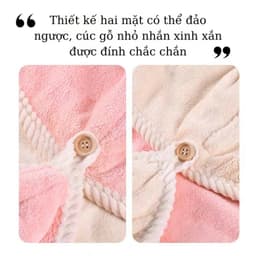 "Khăn Quấn Tóc Dài 2 Mặt Siêu Thấm Nhanh - Mũ Ủ Tóc 2 Lớp Lông Cừu Mềm Mại, Khô Tóc Nhanh" 9