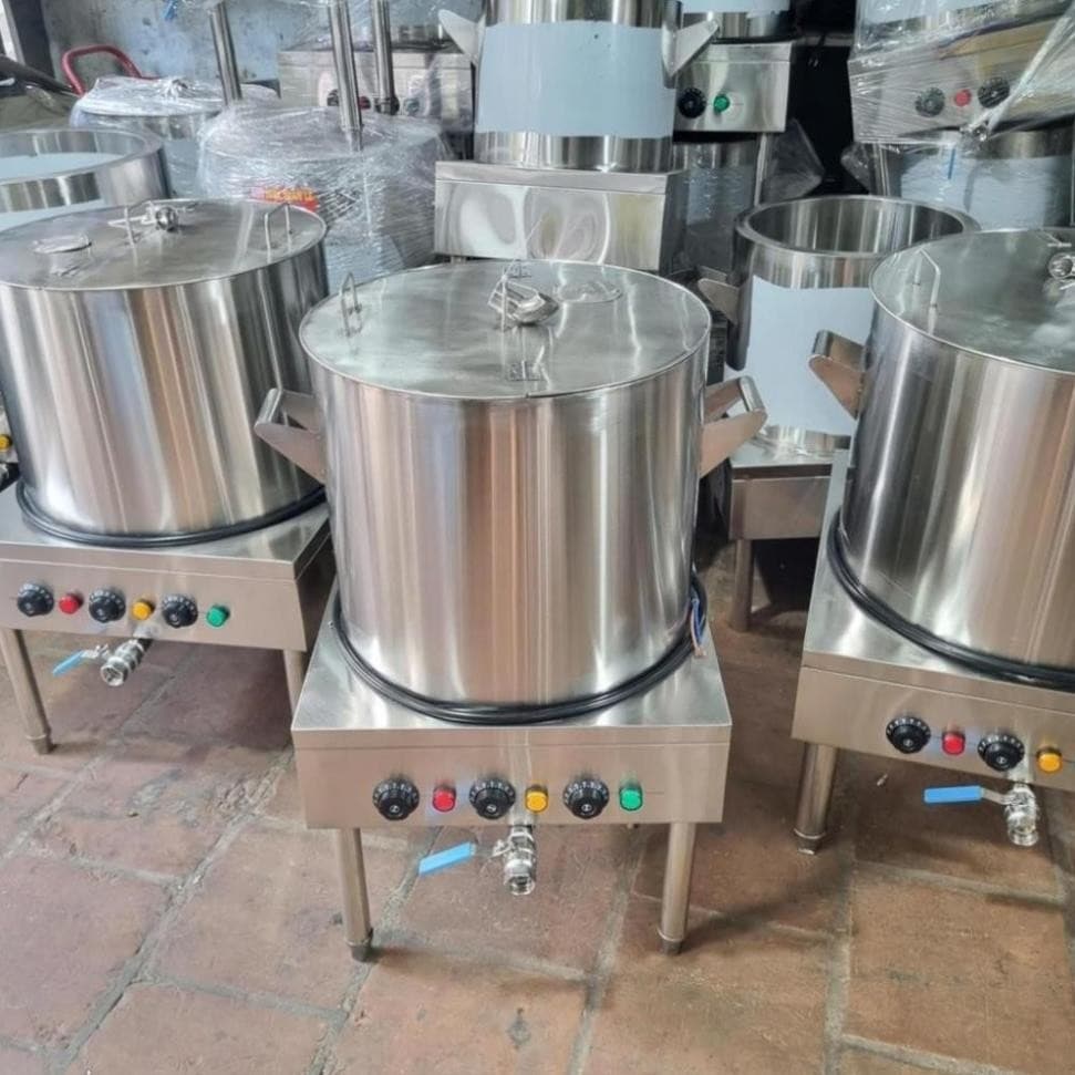 Nồi phở bằng điện 50 lít , nồi hầm xương, Thân nồi inox dày 1ly, Inox 2 lớp cách nhiệt hoàn toàn inox 304