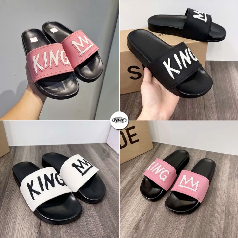 Dép nam nữ chữ king dập nổi dép unisex vương miện. Đế nâng chiều cao 5cm, êm nhẹ, chống trơn trượt không thấm nước.